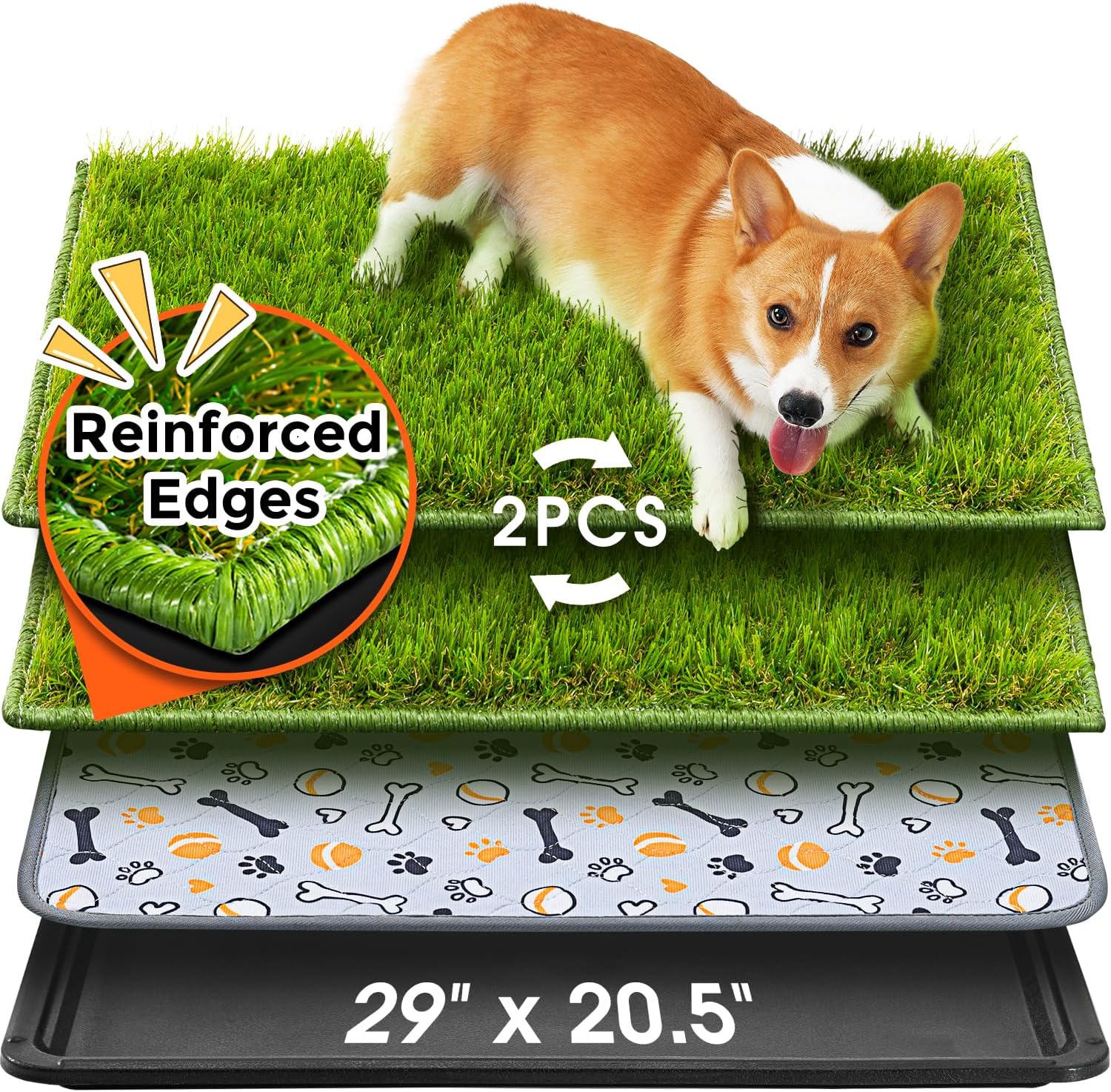 Hompet Dog Grass Pad with Tray for Indoor and Outdoor Use