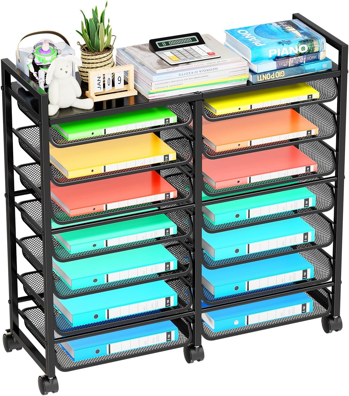 Rolling File Storage Cart with 15 Tiers for Office and Home