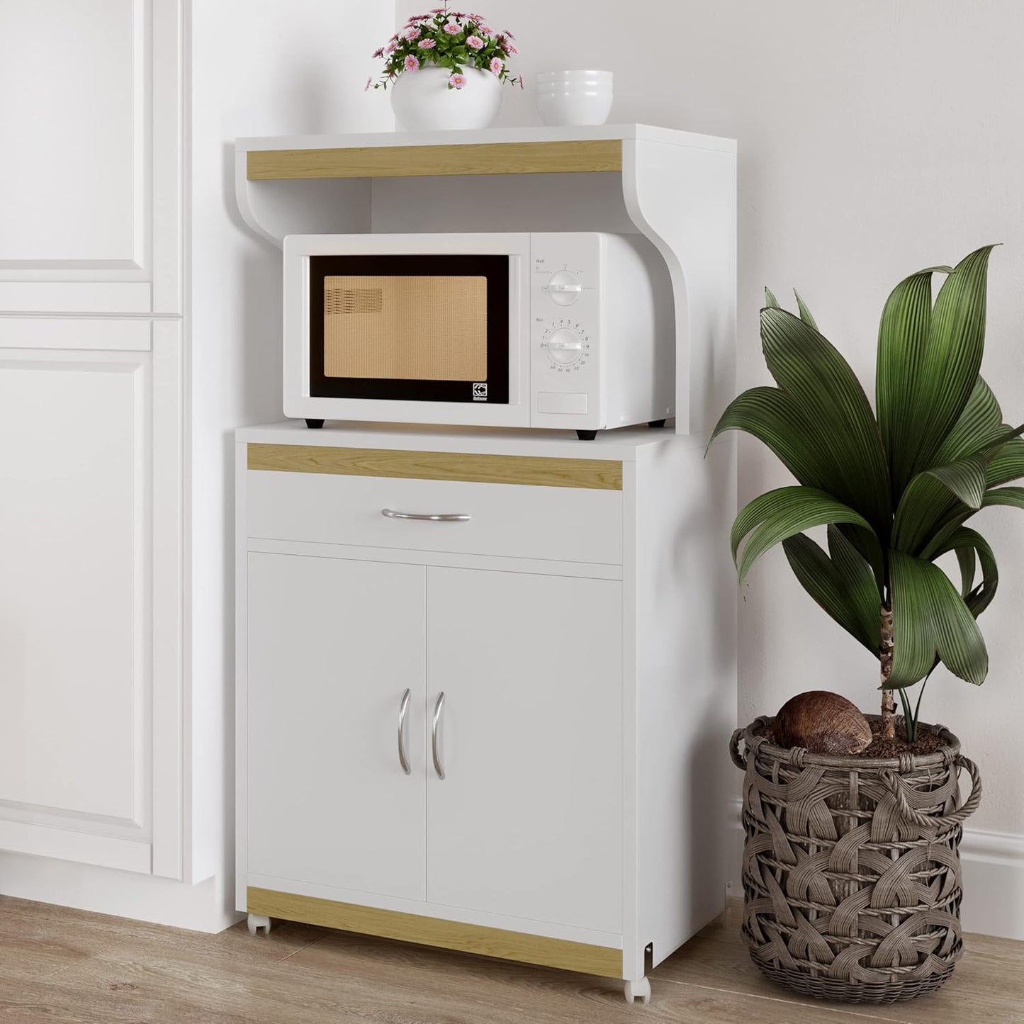 Lavish Home Microwave Stand: Stylish Storage Solution