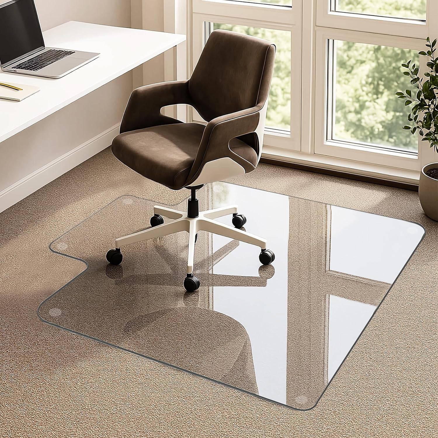VSARHouse Irregular Tempered Glass Office Chair Mat for Floors
