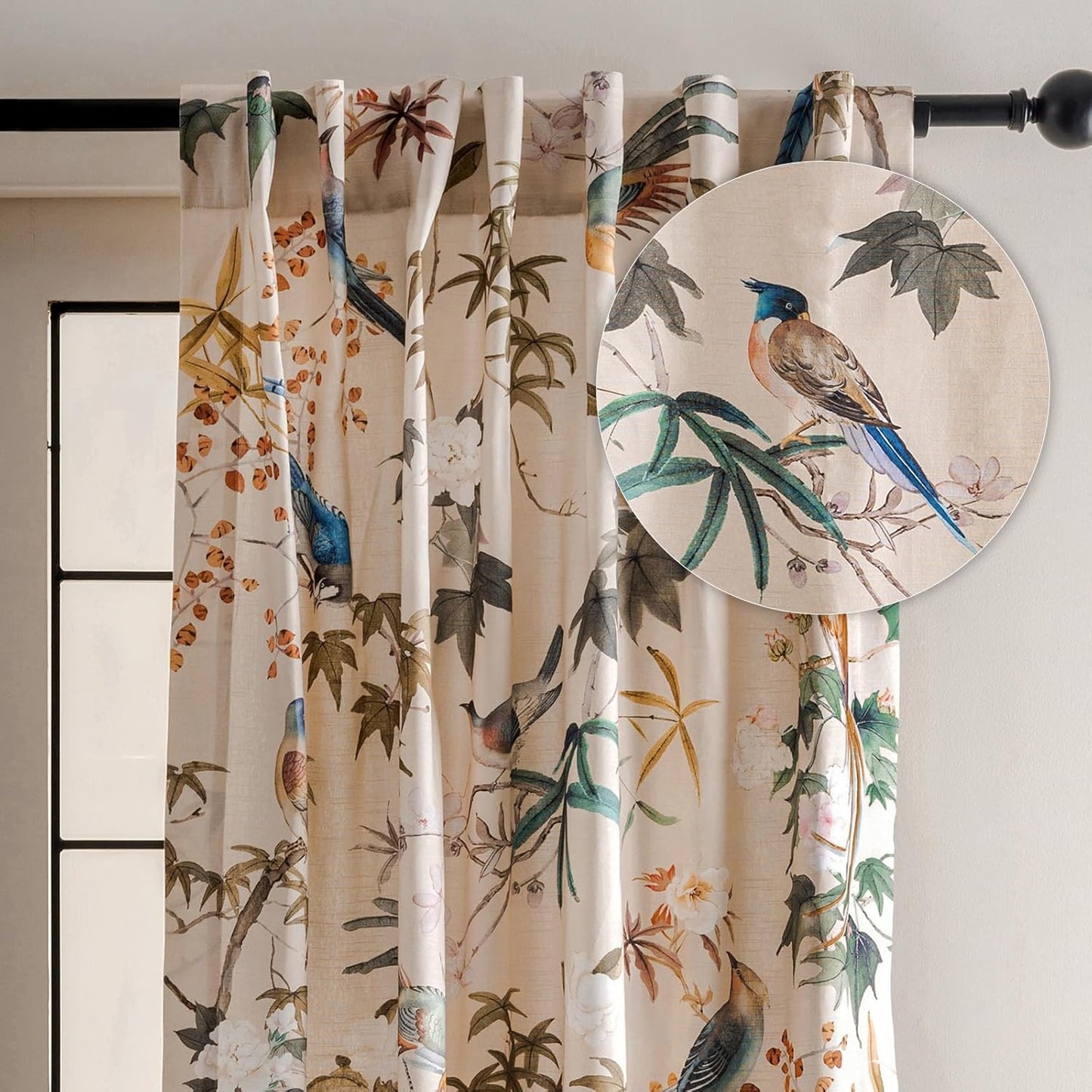 Elegant 100% Cotton Light Filtering Curtains for Living Room