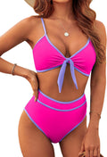 Blooming Jelly Womens High Waisted Bikini Set Tie Knot Top - High Rise