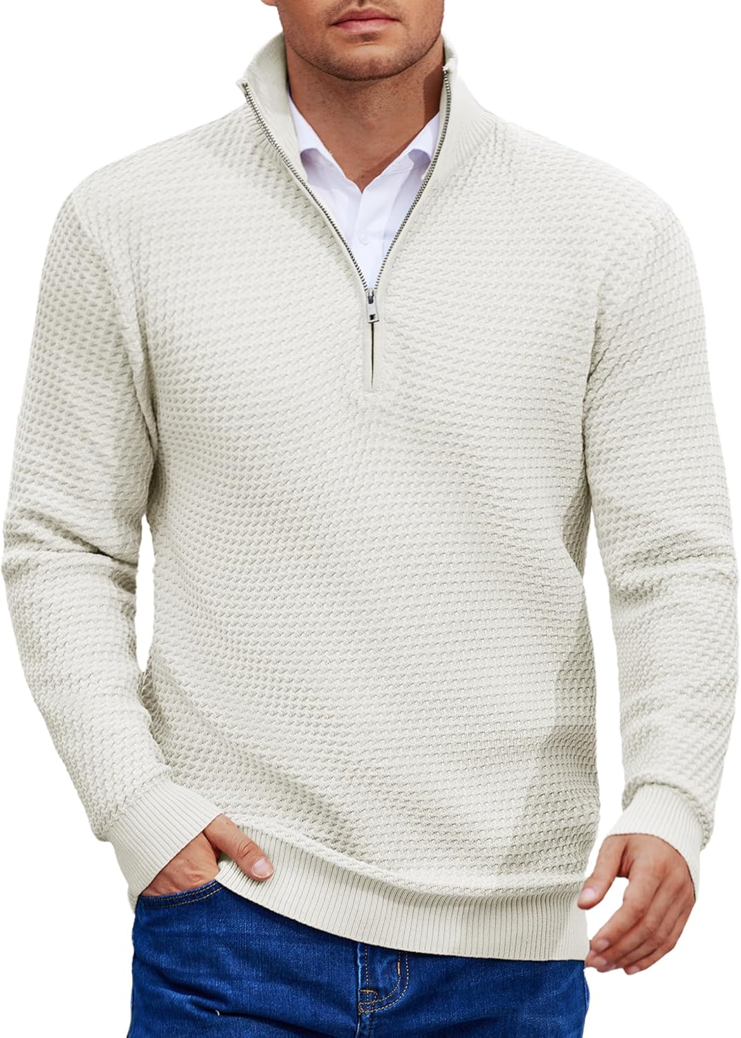 COOFANDY Slim Fit Quarter Zip Sweater