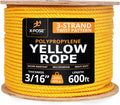 Yellow Twisted Polypropylene Rope 3/16 in x 600 ft - High Visibility