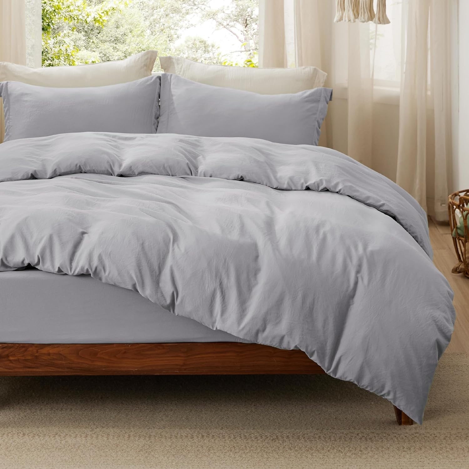 Bedsure King Size Duvet Cover Set with Fitted Sheet - Soft Bedding
