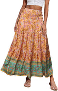 Summer Maxi Skirt for Women Boho Floral High Waist A Line - Flowy