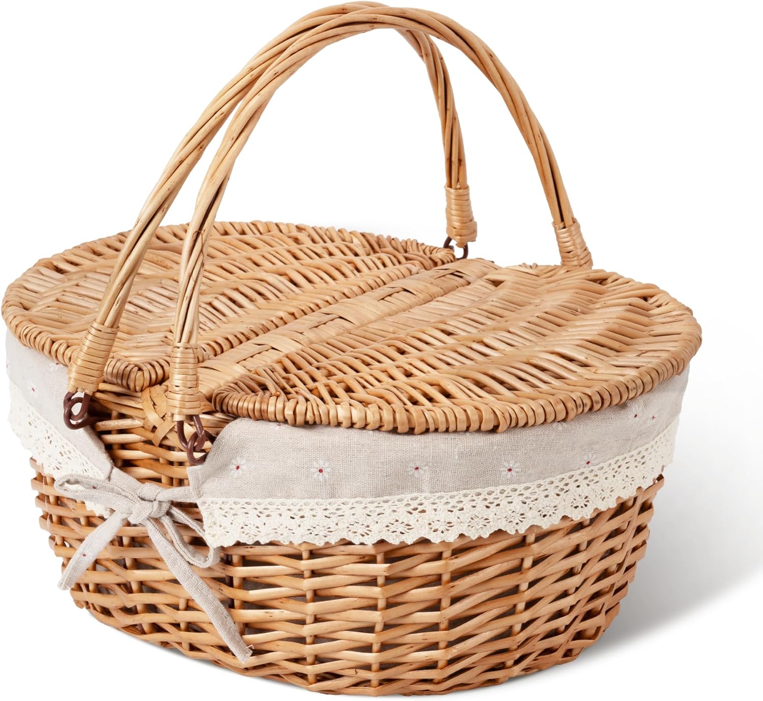 Wicker Picnic Basket for 2 with Handles - Vintage Charm