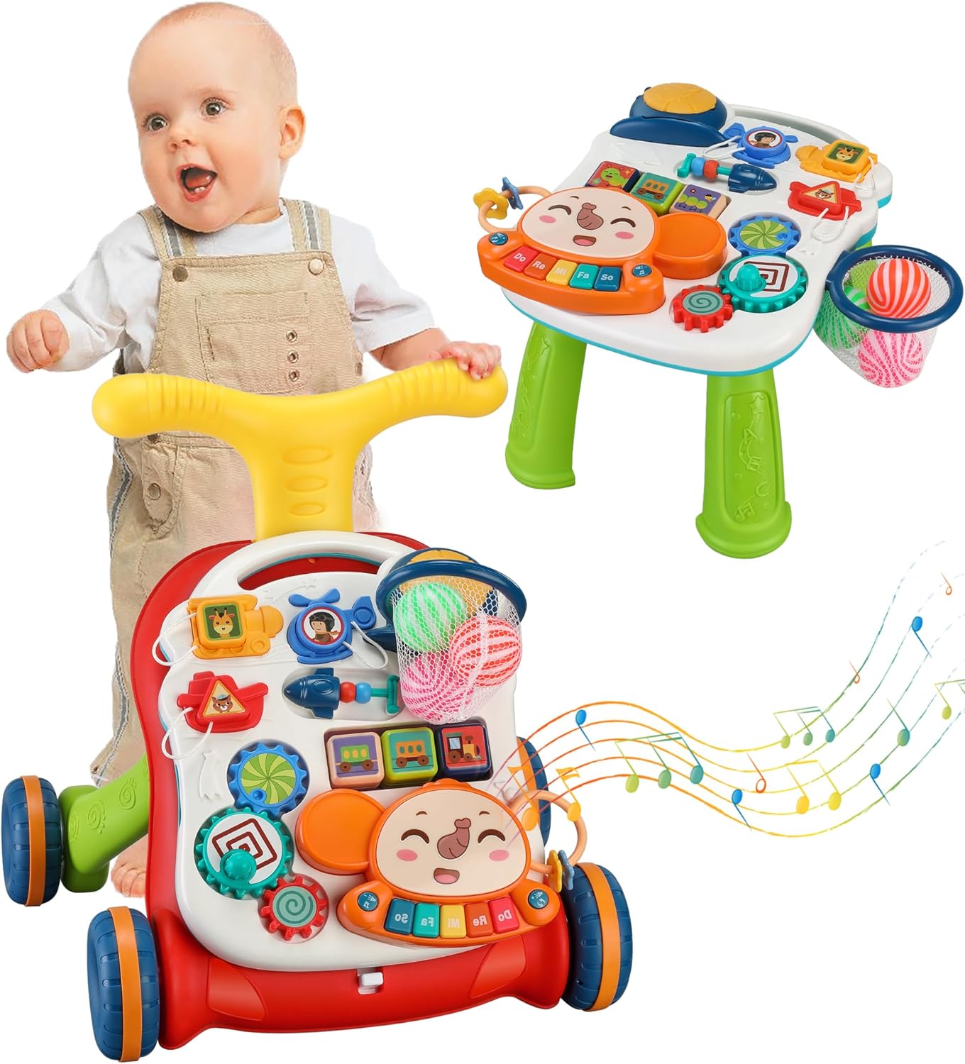 Baby Push Walker 3 in 1 Sit-to-Stand Learning Walker for Kids