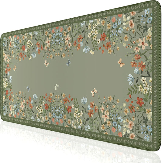 iCasso Floral Desk Mat - Cute & Anti-Slip XXL Gaming Mouse Pad