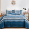 WONGS BEDDING Blue Quilt Set King Size for All Seasons