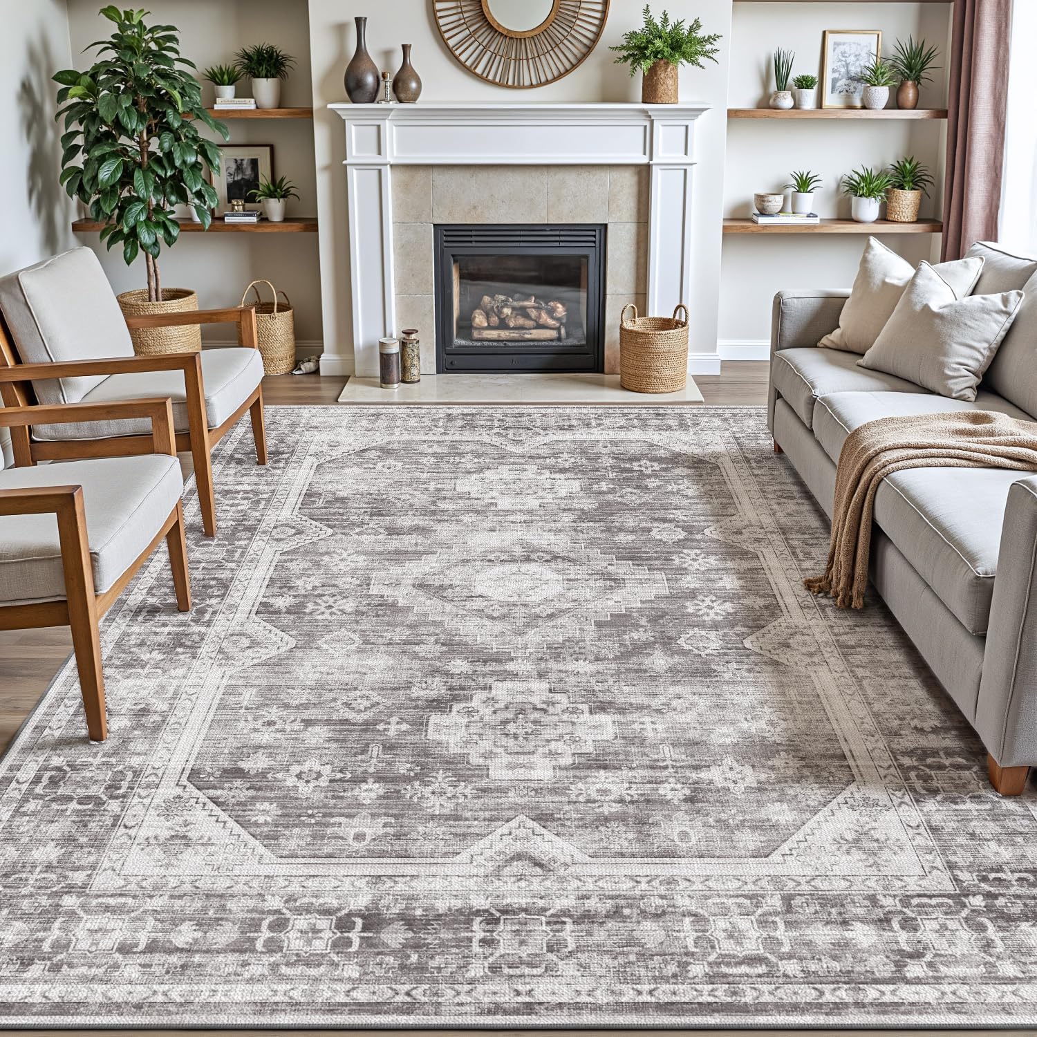 DEXI Vintage Traditional Area Rug for Living Room and Bedroom