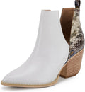 FISACE Womens Pointed Toe Stacked Mid Heel Ankle Boots - Versatile are