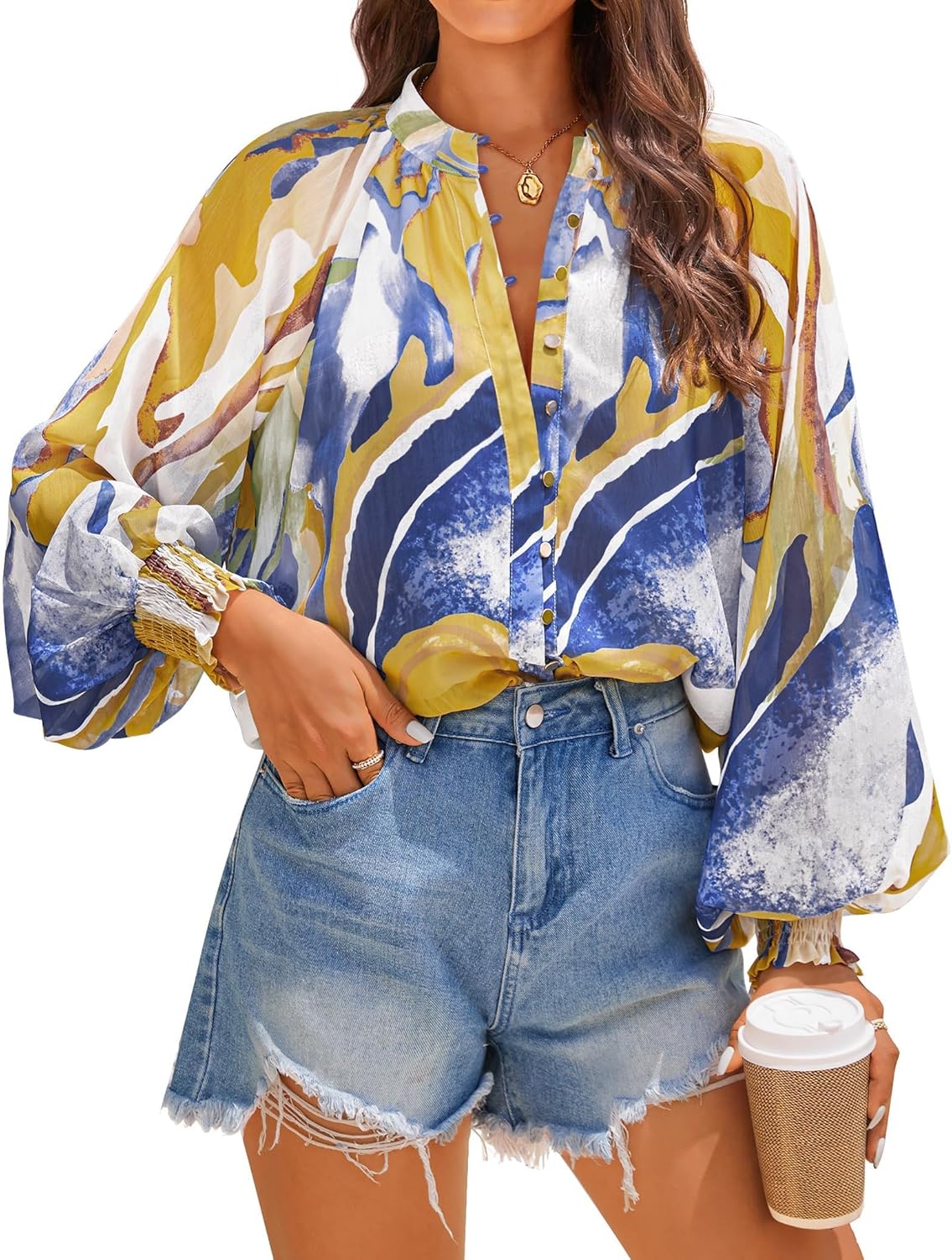 Floral Print Blouse for Women - Casual Boho Oversized Tops