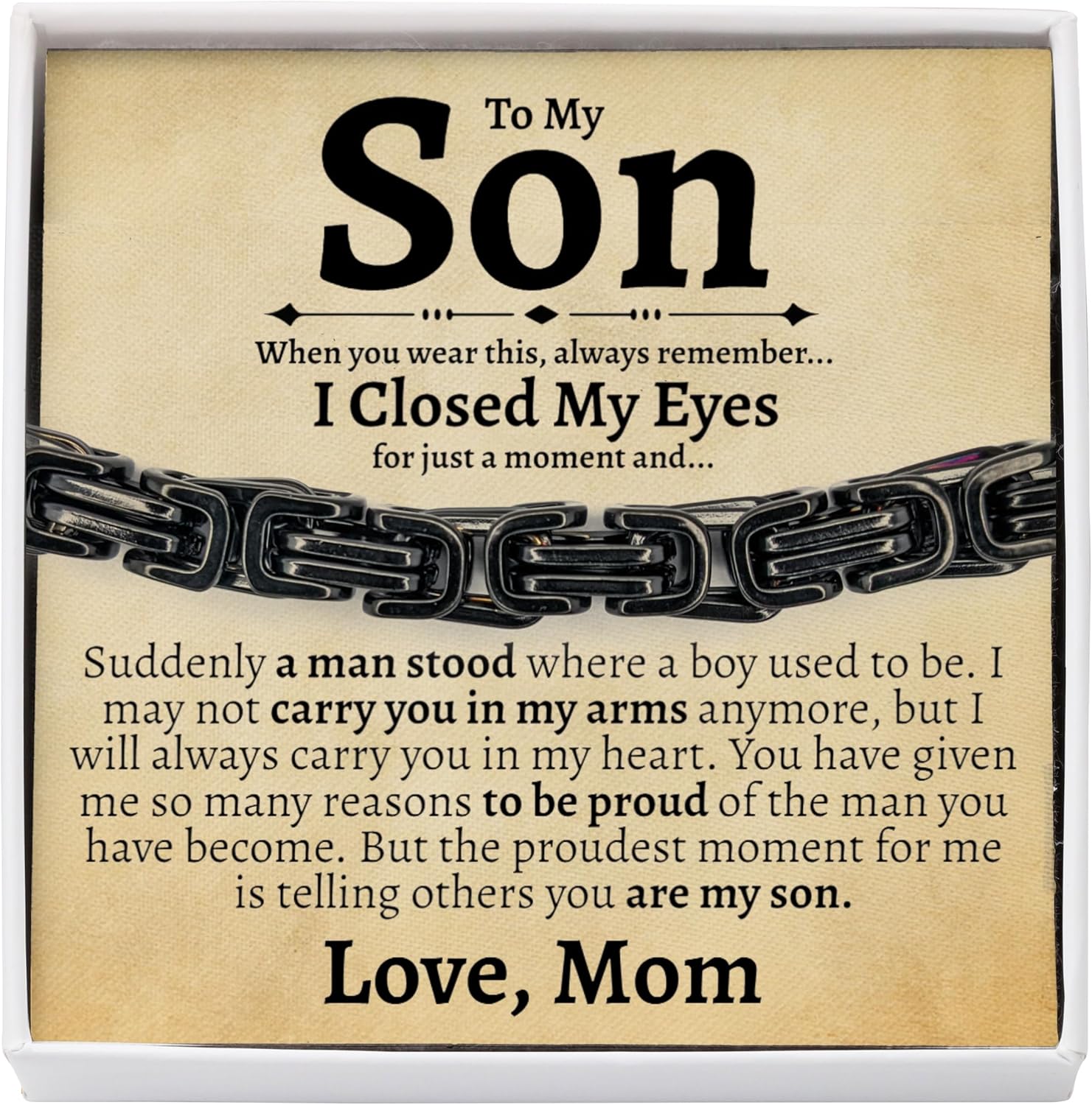Sentimental Cuban Stainless Steel Bracelet for Son's Birthday Gift