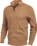 Men's Cable Knit Pullover Sweater with Stand Collar