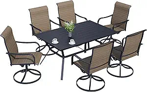 7-Piece Outdoor Patio Dining Set with Swivel Rocking Chairs