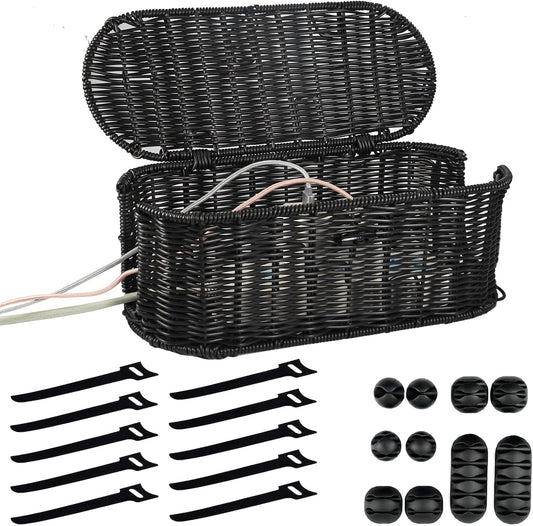NEOVANGEL Handmade Rattan Cable Organizer Kit
