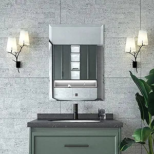 Beveled Mirror 20x28 for Bathroom Vanity, Frameless Design