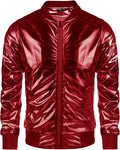 COOFANDY Men's Metallic Zip-Up Varsity Bomber Jacket - Shiny Party