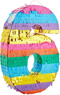 Rainbow Number 6 Pinata - Colorful 6th Birthday Party Fun