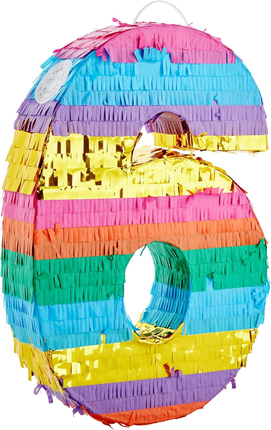 Rainbow Number 6 Pinata for Kids Birthday Fiesta Fun