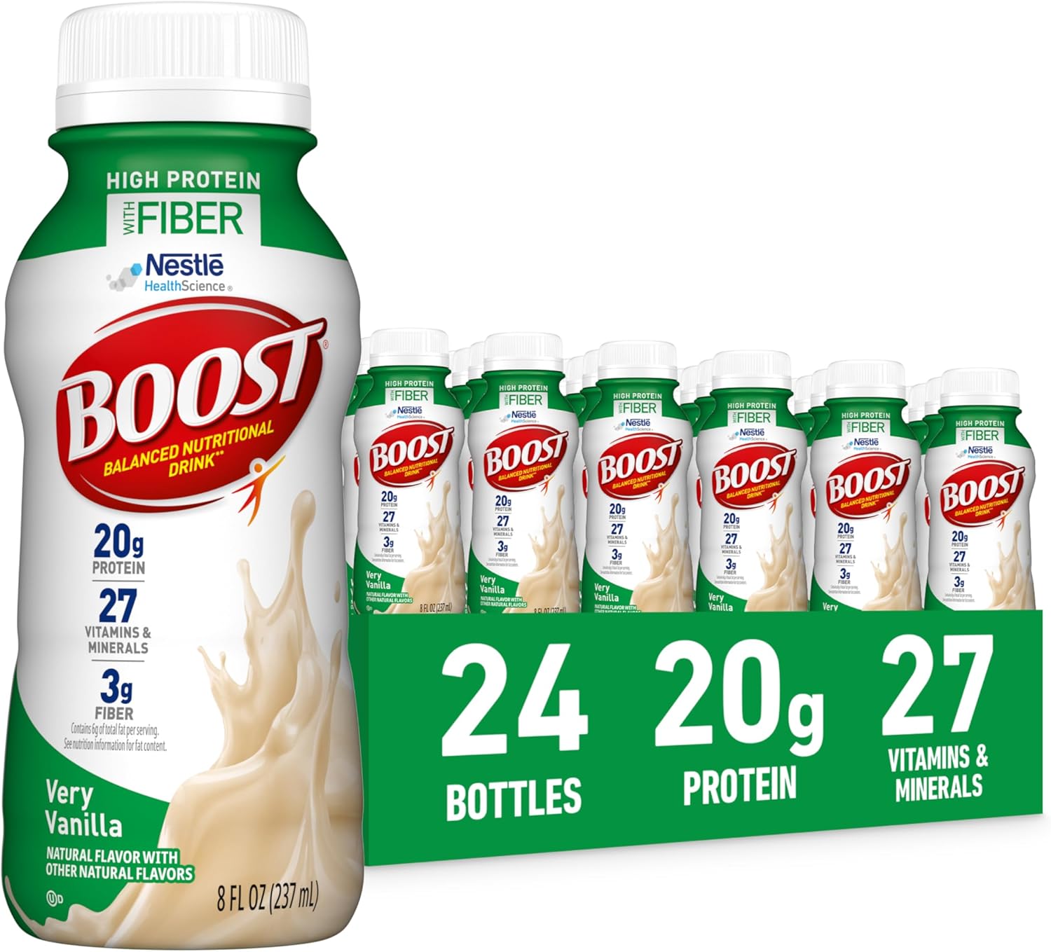 BOOST High Protein with Fiber Nutritional Drink, Very Vanilla