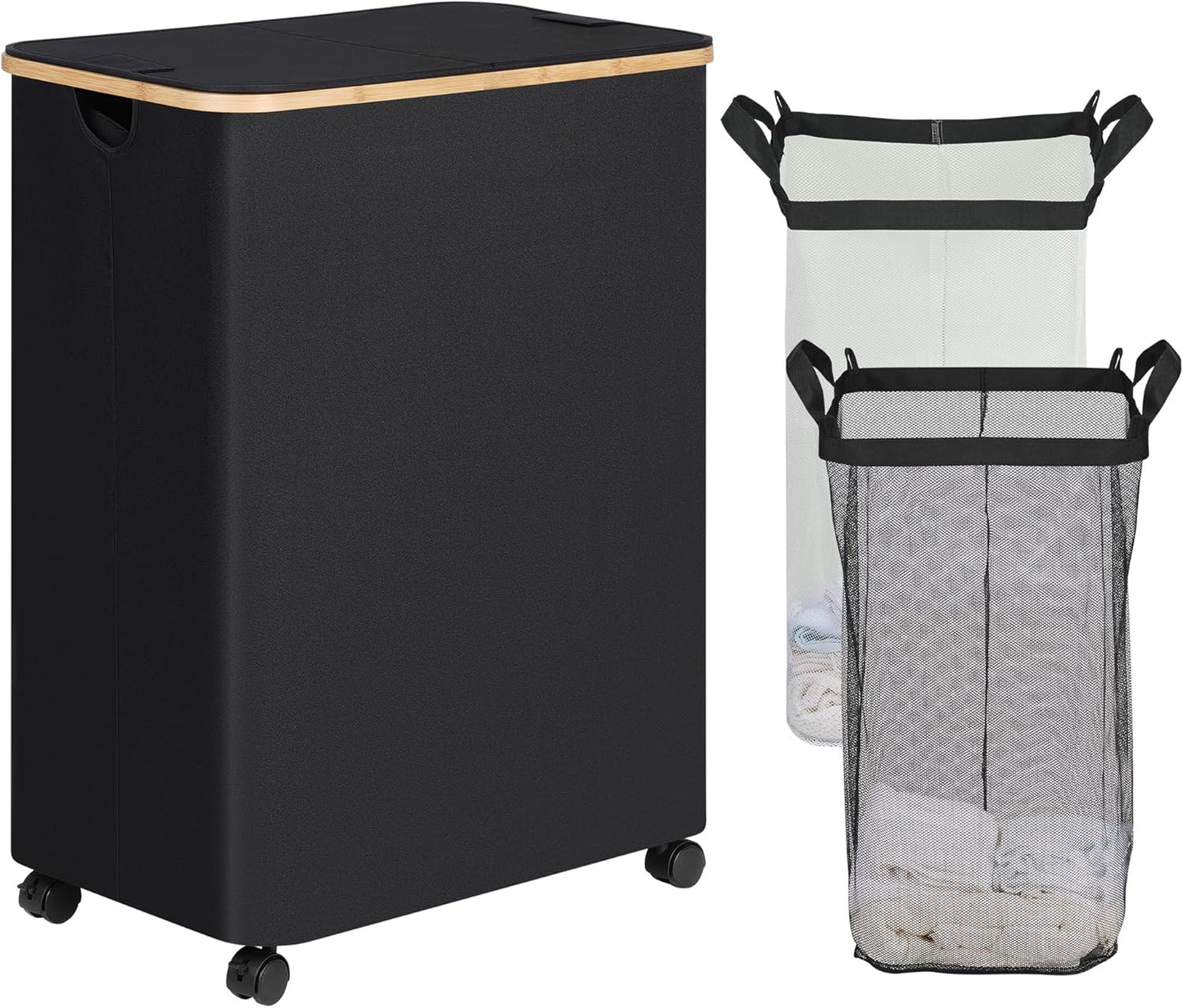 efluky Double Laundry Hamper with Wheels for Easy Sorting