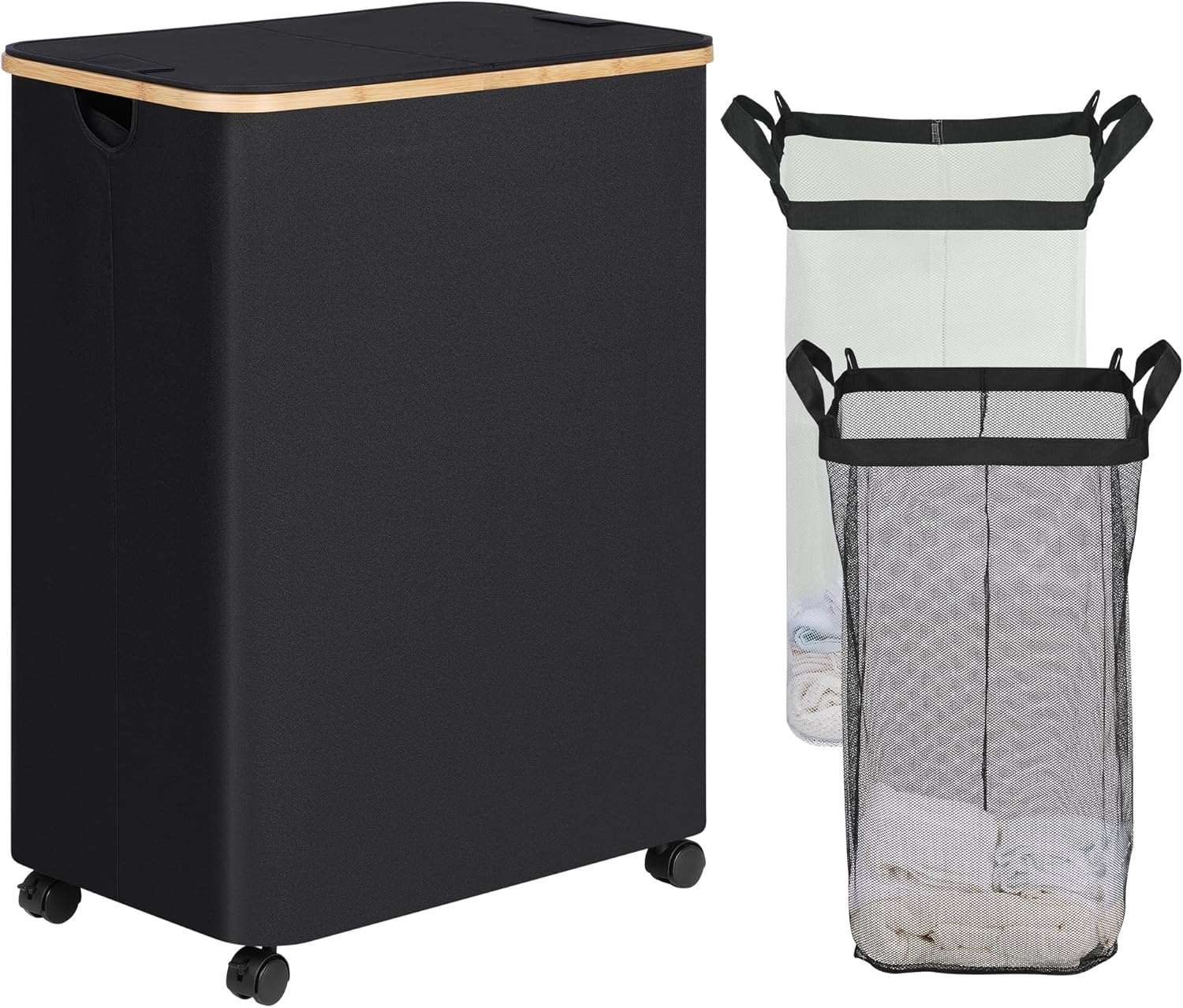 efluky Double Laundry Hamper with Wheels for Easy Sorting