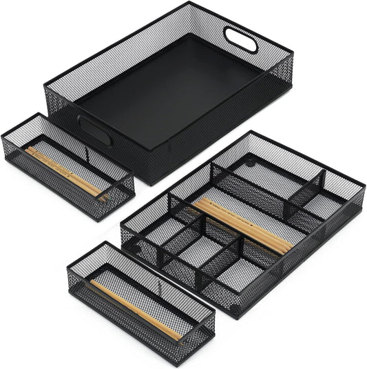 Neudeco Desk Drawer Organizer with Adjustable Dividers for Office