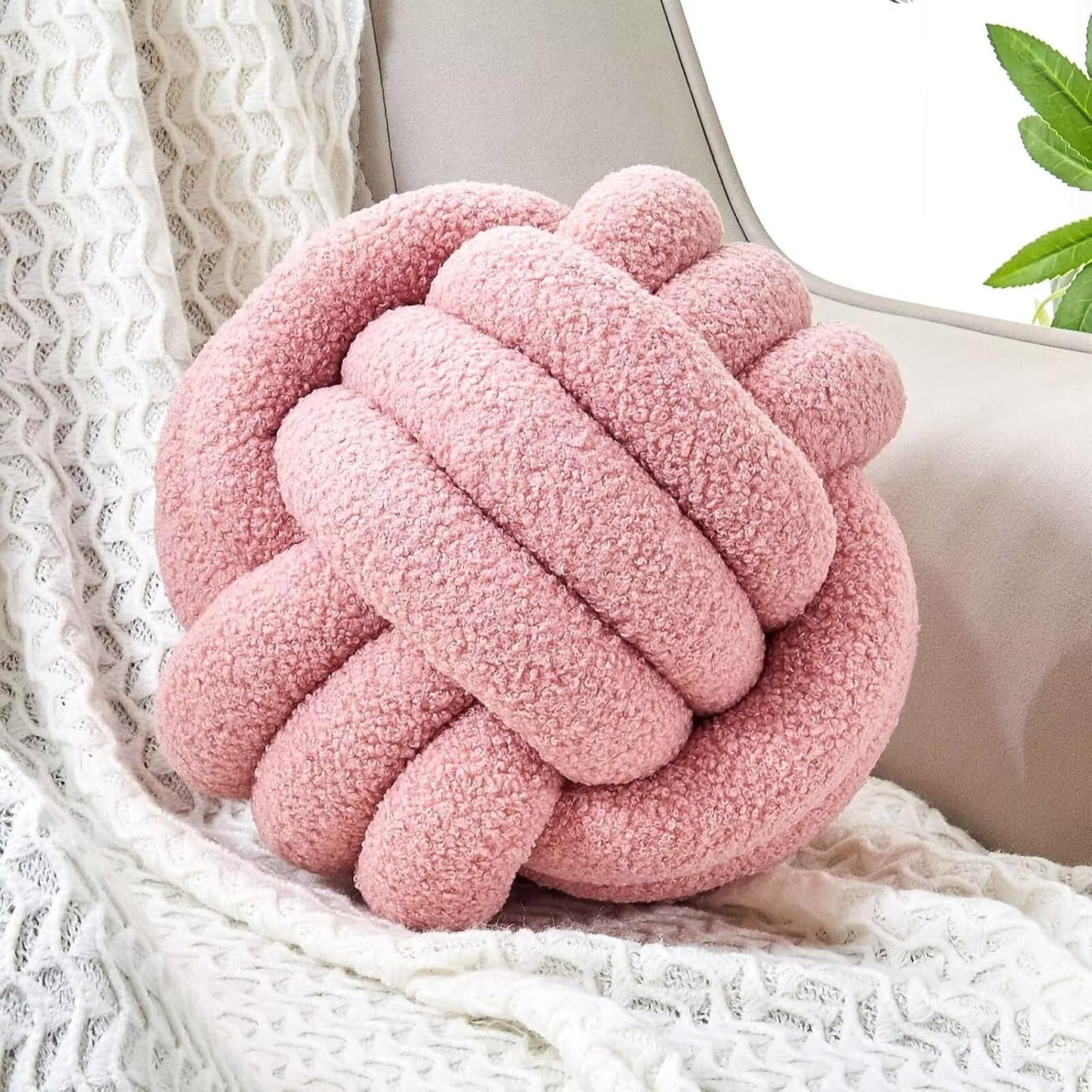 Uvvyui Knot Pillow Ball - Soft Round Decorative Throw Cushion