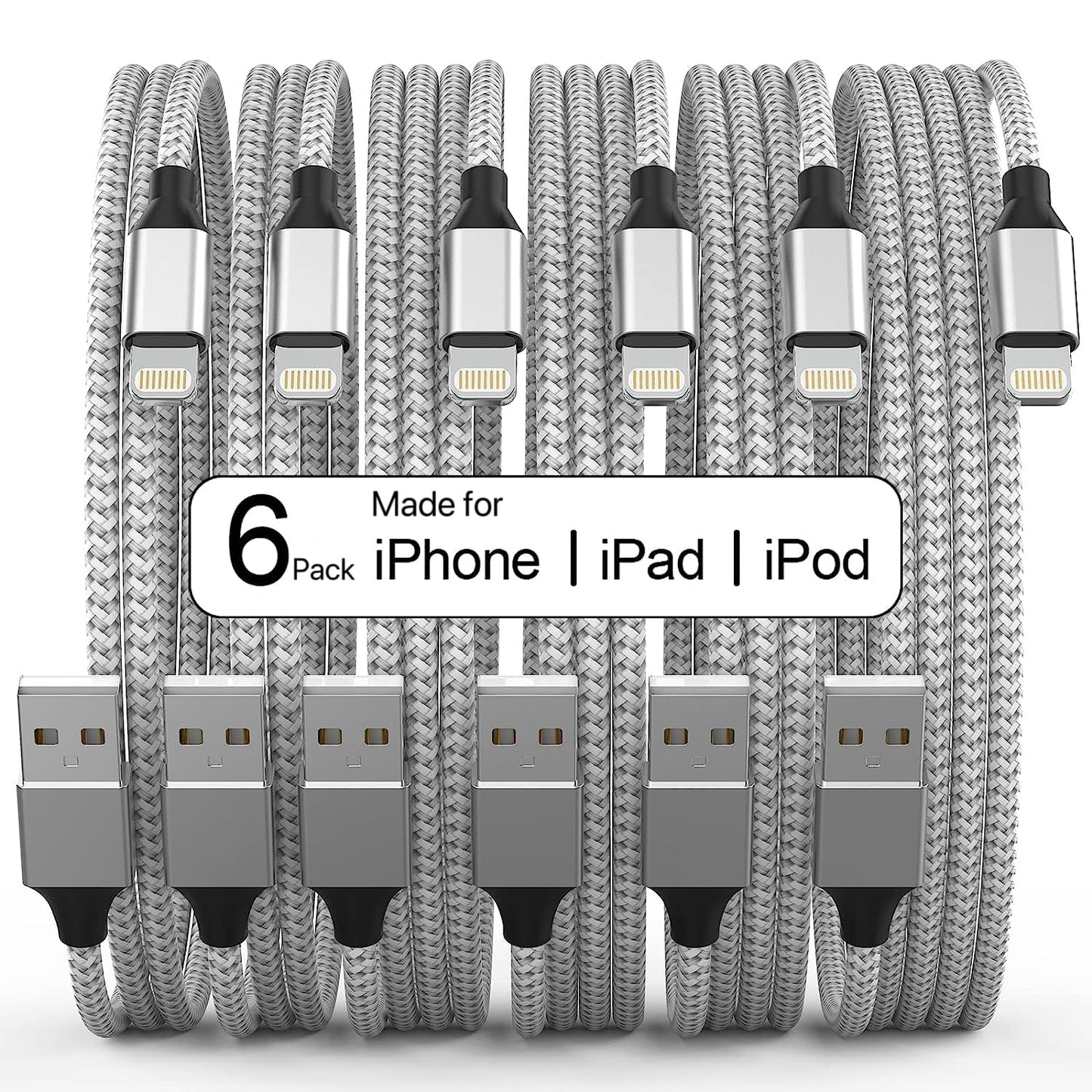 Fast Charge 6-Pack iPhone Lightning Cables by QIRUOZ
