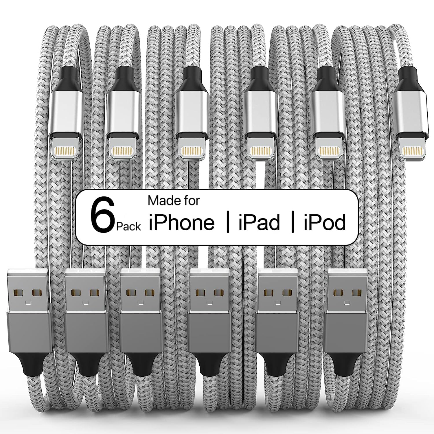 Fast Charge 6-Pack iPhone Lightning Cables by QIRUOZ