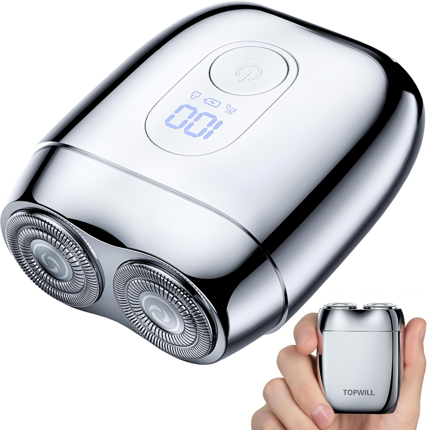 All-Metal Mini Electric Shaver for Men with LED Display