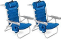 Folding Backpack Beach Chair with Cooler Pouch and Cup Holder - 2 Pack