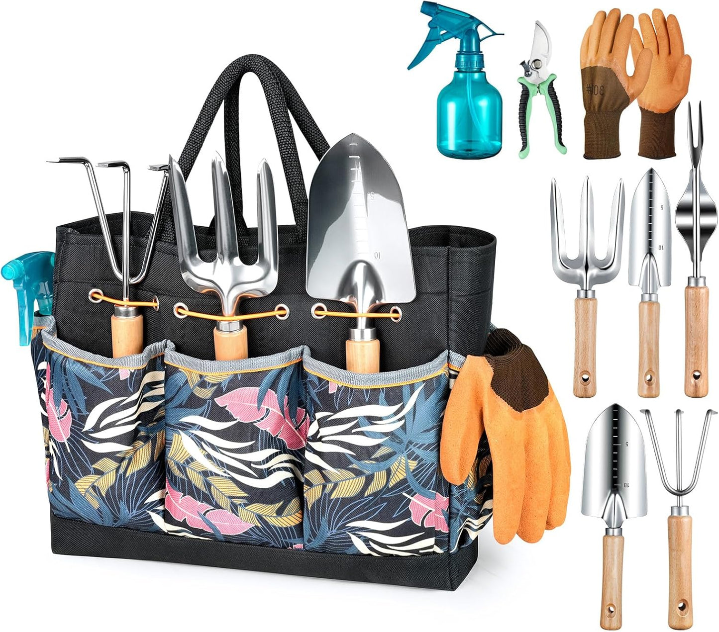 Gardening Tools 9-Piece Heavy Duty Set with Organizer Handbag