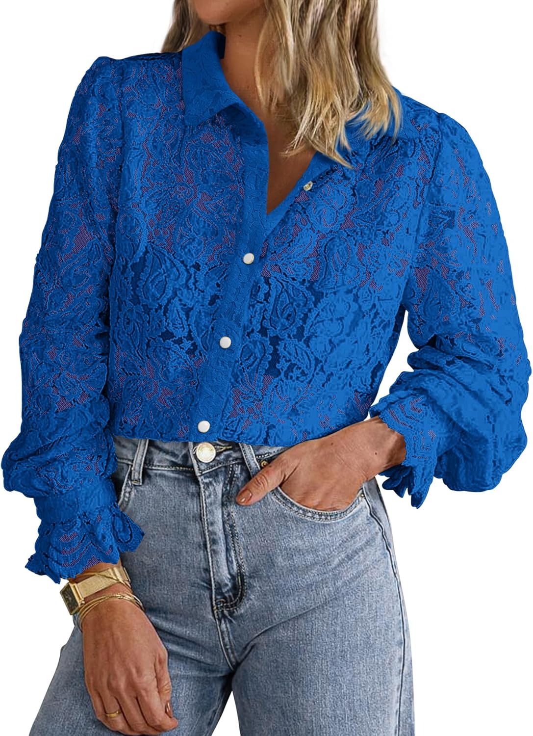 BTFBM Long Sleeve Lace Blouses for Women - Stylish Casual Tops