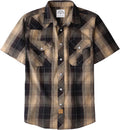 Dubinik Western Short Sleeve Plaid Pearl Snap Shirt (Style X6RX)