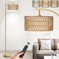 Arc Floor Lamp for Living Room with Remote & Dimmable Bulb - Boho