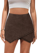 Jean Skorts for Woman High Waisted Wrap Skirt with Shorts - Trendy