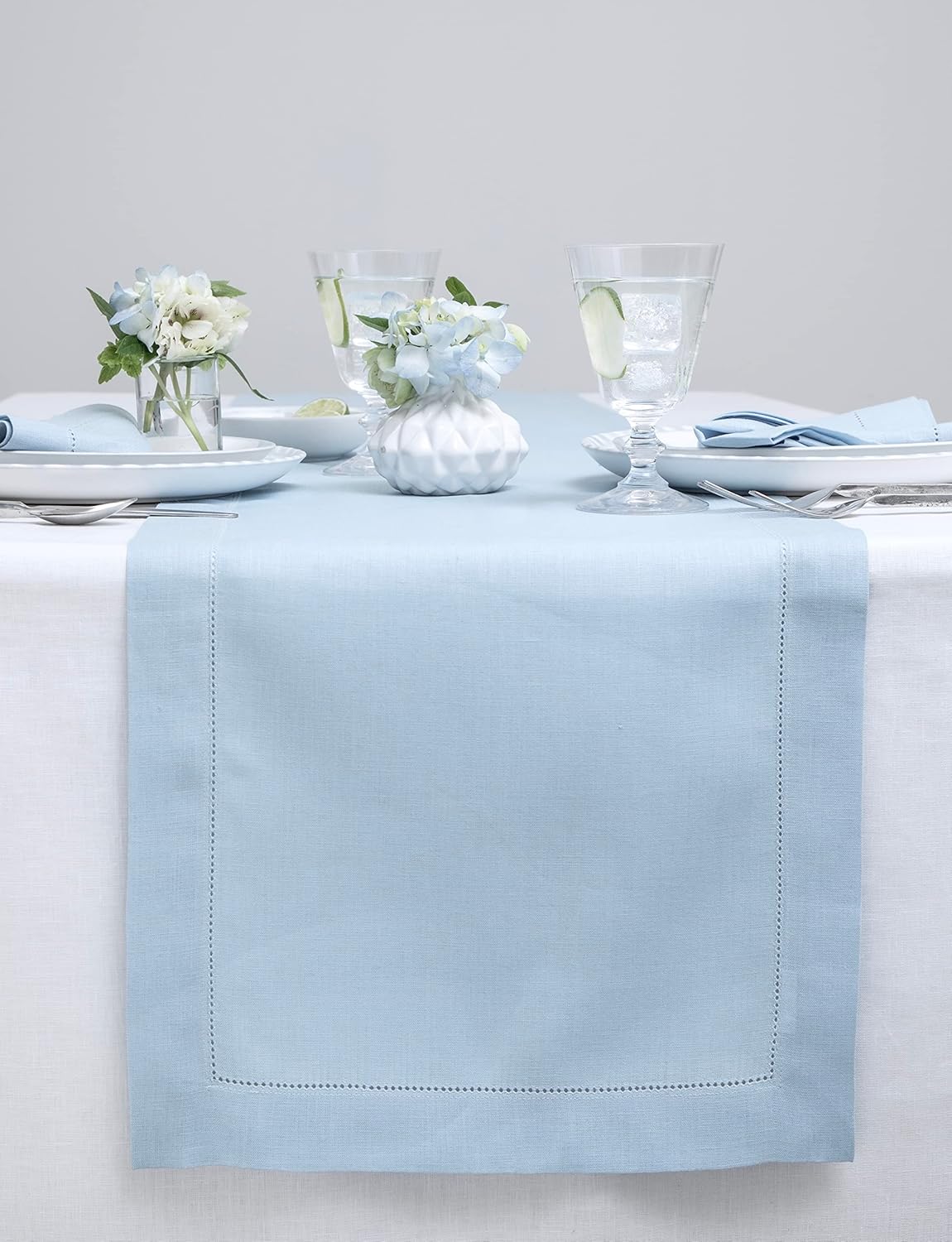 Sky Blue Table Runner 14 x 132 Inches - 100% Pure Linen