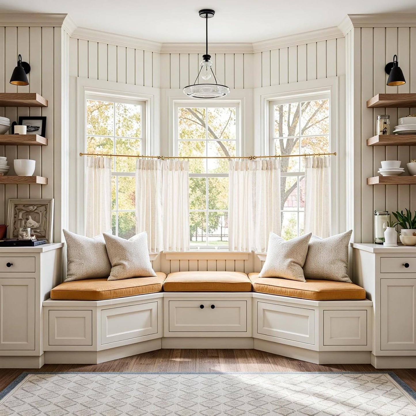 Linen Pinch Pleated Kitchen Curtains for Farmhouse Decor