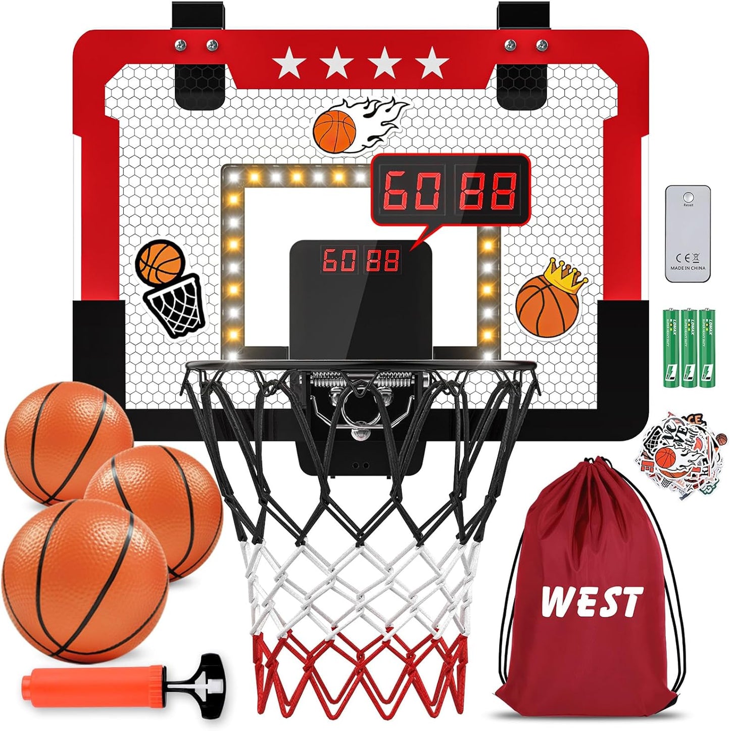 Indoor Basketball Hoop for Kids with Double Electronic Scoreboard
