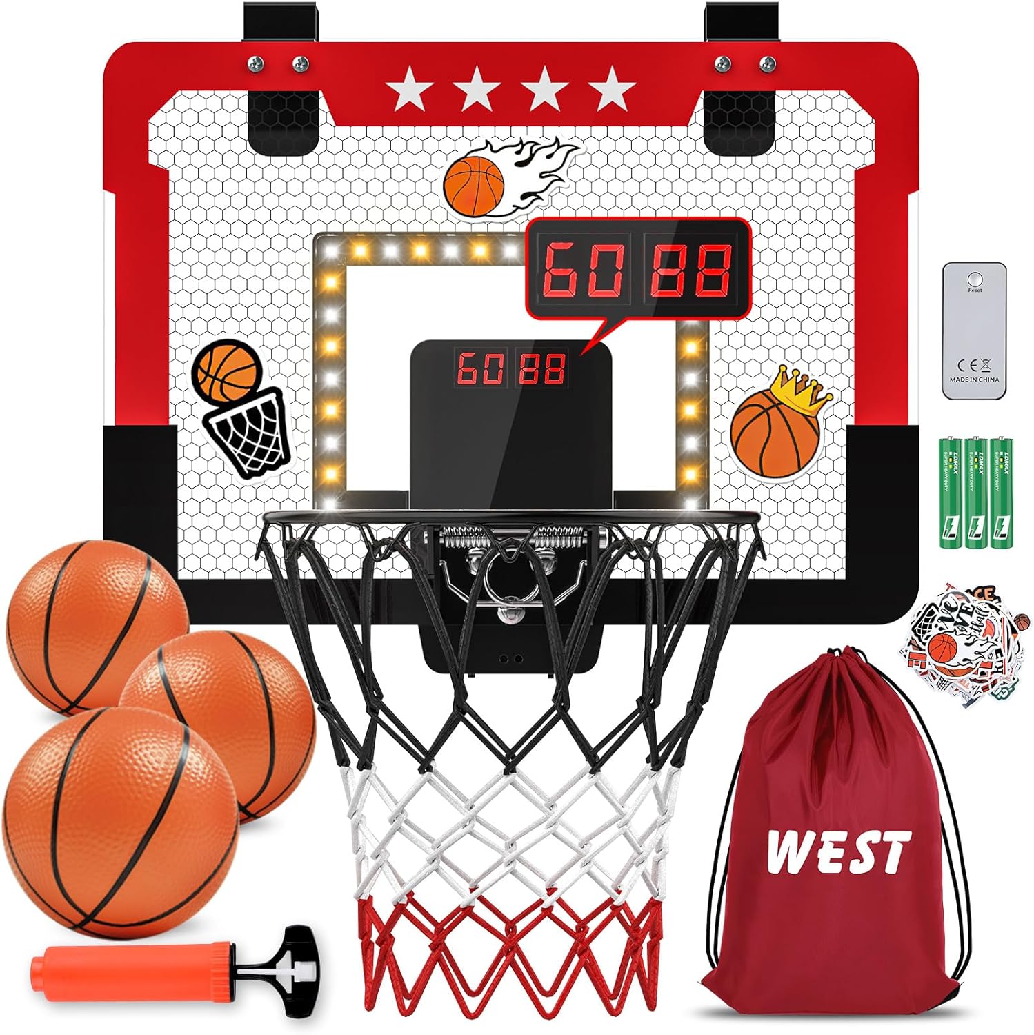 Indoor Basketball Hoop for Kids with Double Electronic Scoreboard