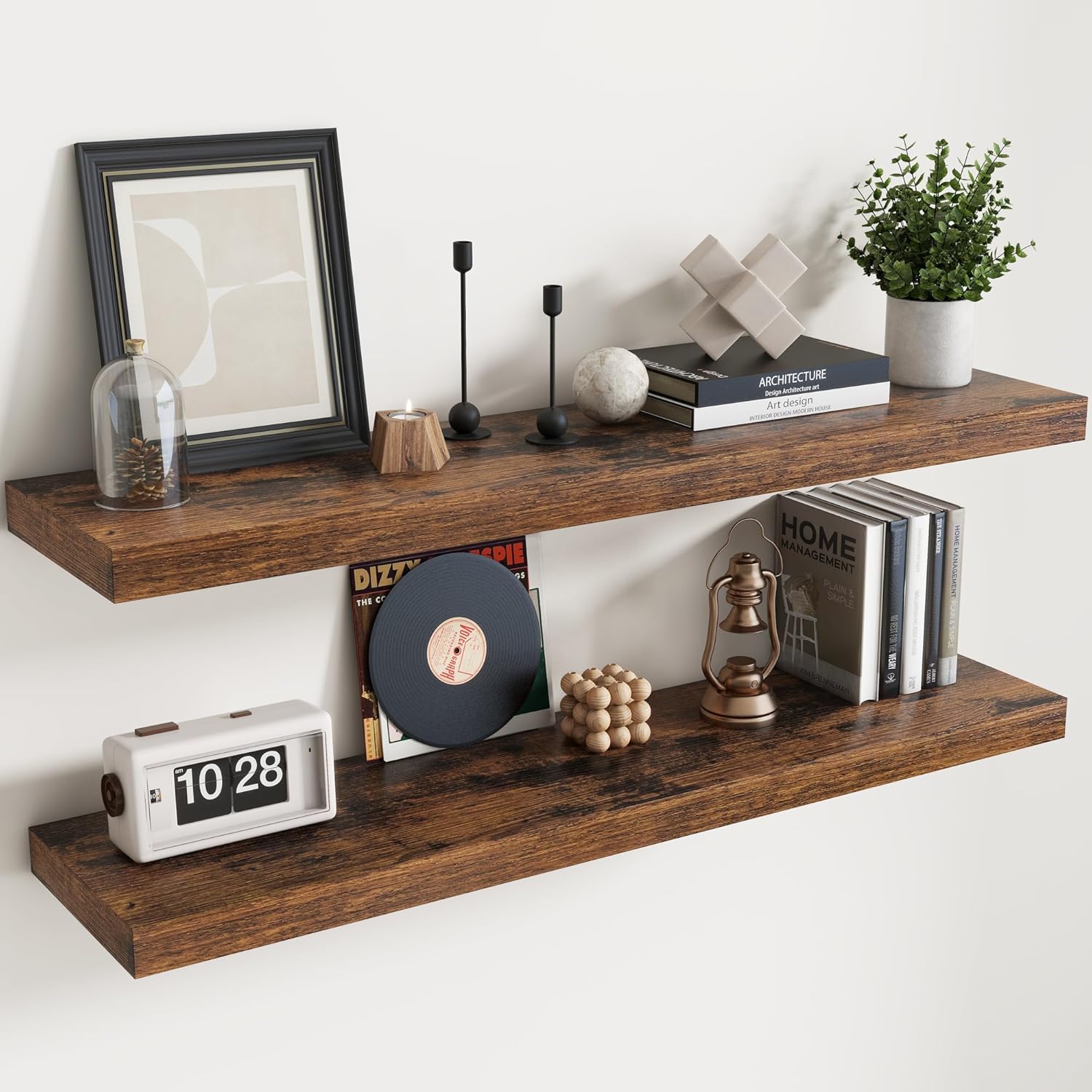 Floating Shelves for Wall with Invisible Brackets - Rustic Brown