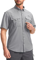 Pudolla Men's Short Sleeve Fishing Shirt with UPF50+ Protection
