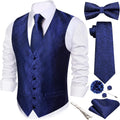Men's Suit Vest Tie Bowtie Set Paisley 7PCS - Formal Waistcoat Set