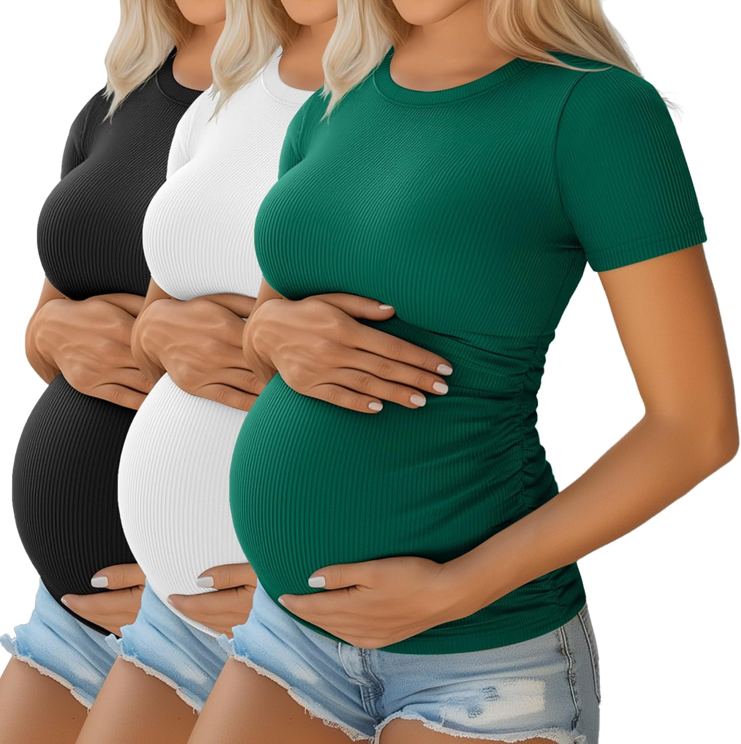 Maternity Shirts for Women - Comfy Cotton Short Sleeve Tops