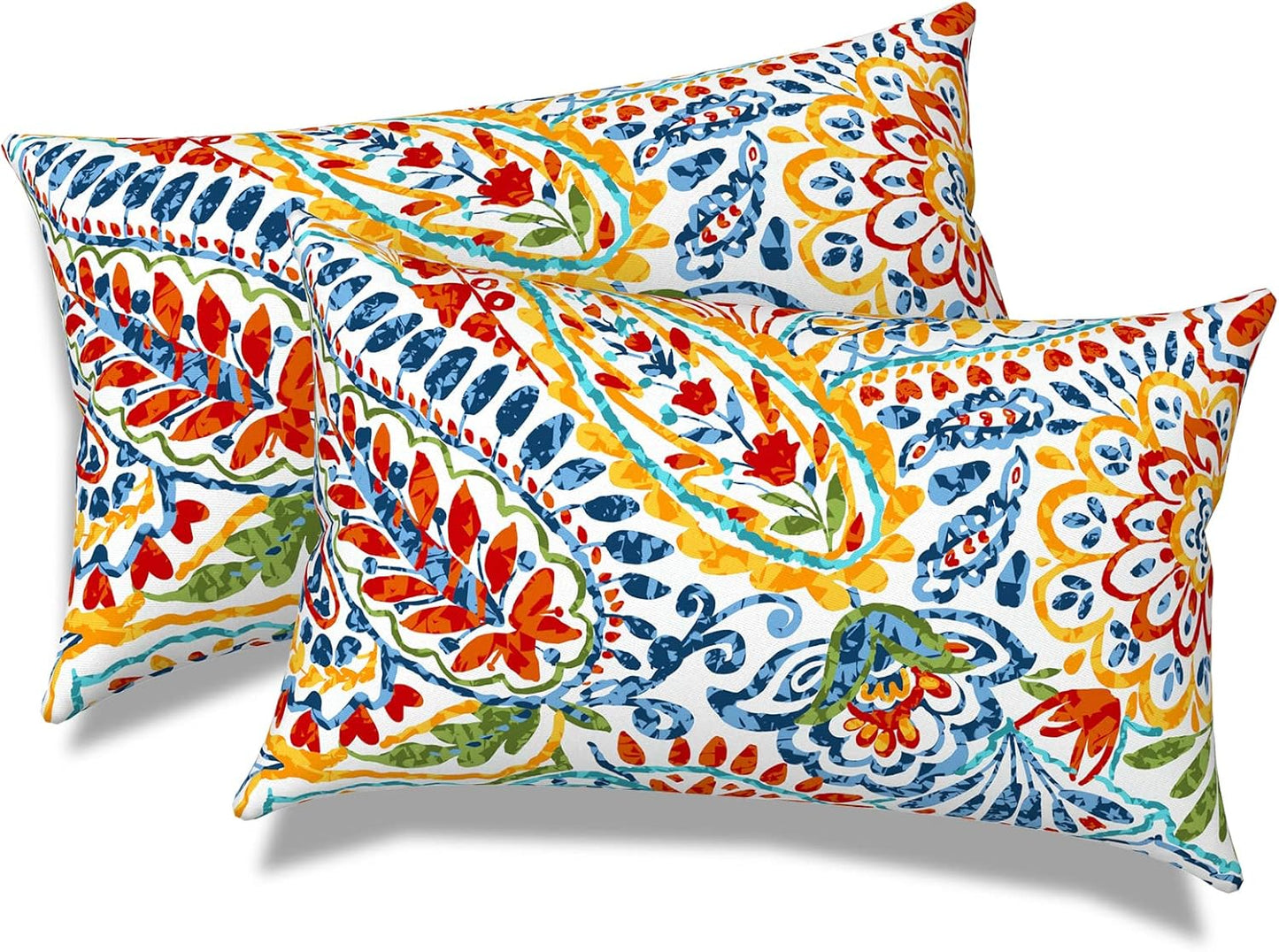 Outdoor Indoor Lumbar Pillows, Water Repellent Cushion Set