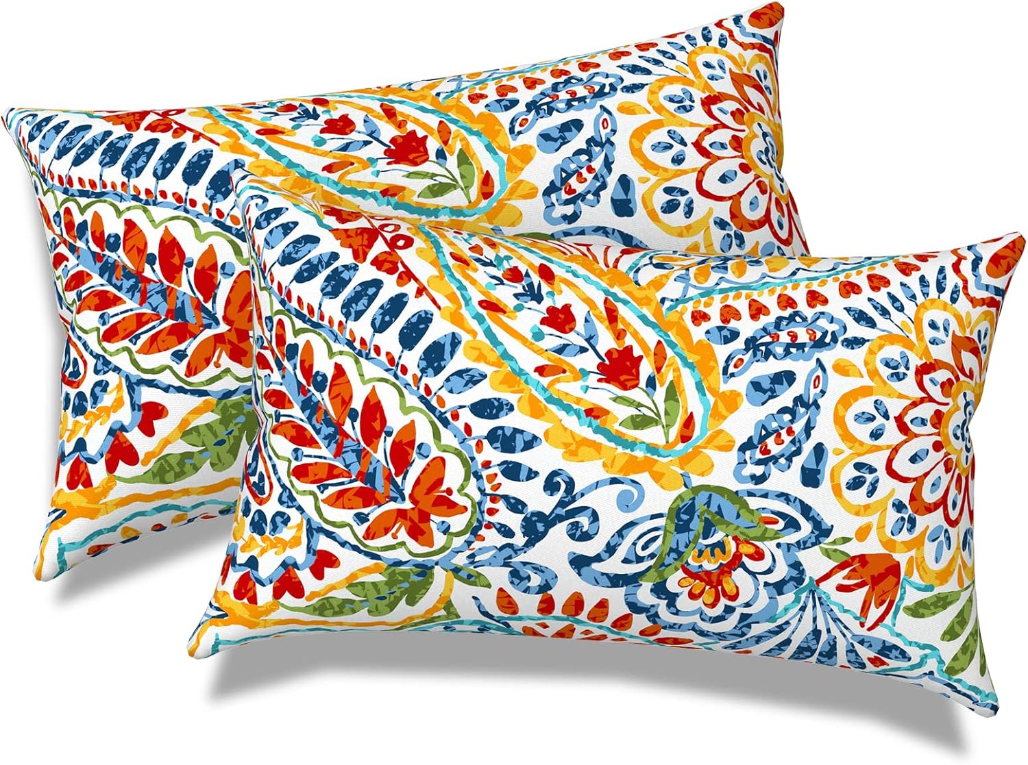 Outdoor Indoor Lumbar Pillows, Water Repellent Cushion Set