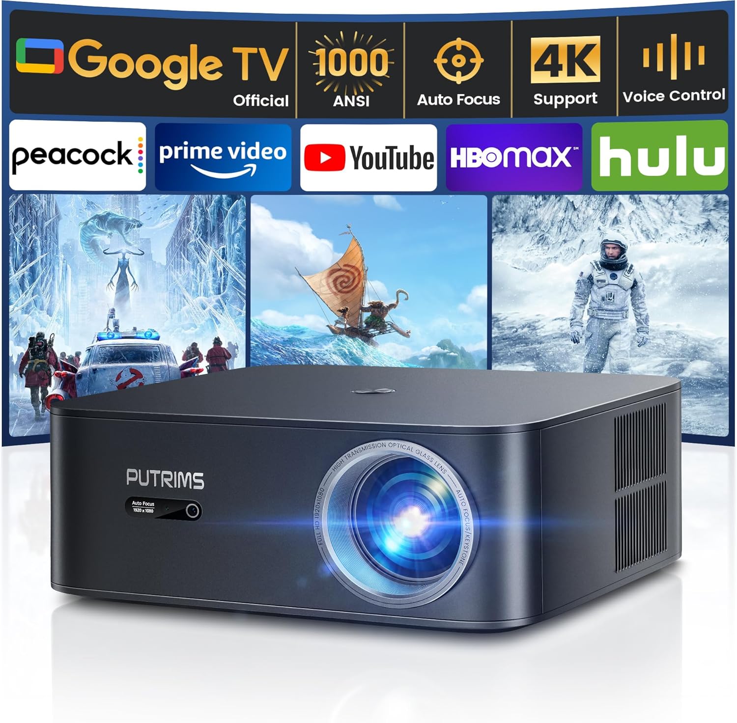 Ultimate 4K WiFi Projector - Netflix, Voice Control